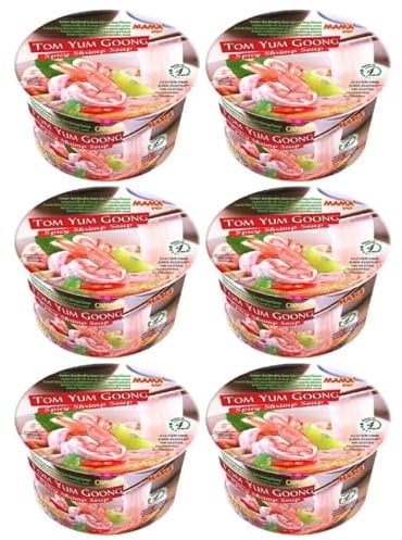CNMART Mama Instant Rice Noodle Bowl, Tom Yum Goong Spicy Shrimp Soup, 70g (Pack of 6)