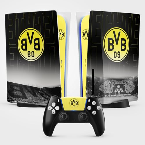 Dortmund Sticker PS5, selbstklebend, für Playstation 5, Konsole und Controller, Edition Standard Disk, Dortmund PS5 (1 Controller)