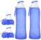 Leikurvo 2 Stücke Trinkflasche Spor, 500ML Auslaufsichere Trinkflasche Faltbare Trinkflasche Auslaufsichere ultraleicht Trinkflasche BPA-Frei für Fitness Gym Yoga Wandern Outdoor (Blau)
