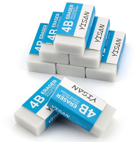 YISAN Radiergummis, 8 Stück, Bleistift-Radiergummi, weißer Radiergummi, Staubsammeln, einzeiliger Staub zum Zeichnen, 71327