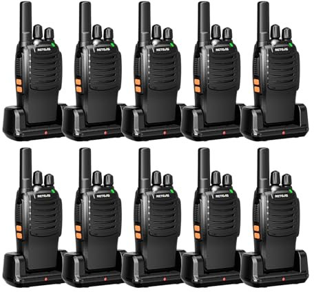 Retevis H777 Professional Two Way Radio, Rechargeable Walkie Talkie for Adults, One Click Alarm, USB A-Type C, VOX, Flashlight, 2 Way Radio Walkie Talkie for Commercial, School (Black, 10 Pcs)
