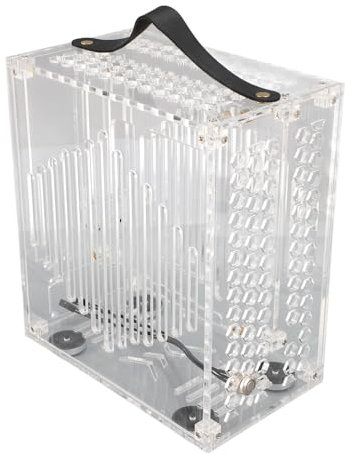 23x20.5x12cm Miniature ITX PC Case, Clear Arcylic PC Case Portable DIY Desktop Computer Case 360 Degree Open Hollow Airflow Case, Miniature ITX Desktop Computer Case (Transparent)