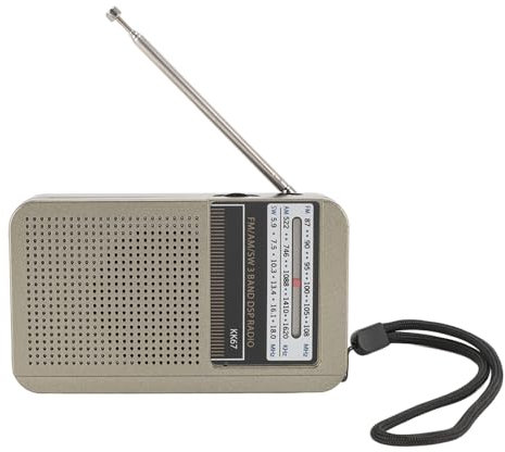 Radio Portátil FM Am SW Radio, Radio Multibanda con Pilas, Radio Am FM con Conector para Auriculares de 3,5 Mm, Radio de Bolsillo con Batería Recargable, para Emergencias en