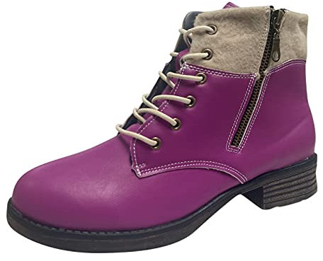 UnoSheng Stivaletti da donna vintage con cerniera e punta quadrata tinta unita stivali da cowboy per donna stivaletti taglia 11 largo, Viola, 41 EU