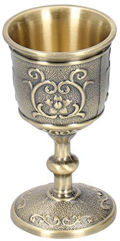 Fdit Vintage Bronze Wine Cup, Embossed Goblet European Royal Chalice Whiskey Wine Glasses Tabletop Decoration (S)