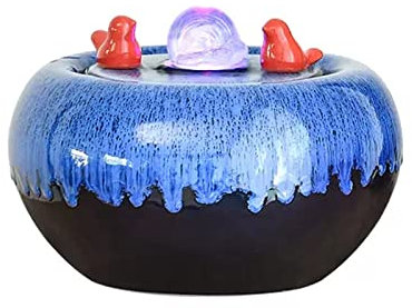 Fontana da Interni Ciotola in ceramica Fontana da tavolo Fontane d'acqua for il relax interno Fontana a cascata Feng Shui con sfera luminosa colorata girevole for la casa, il soggiorno, l'arredamento