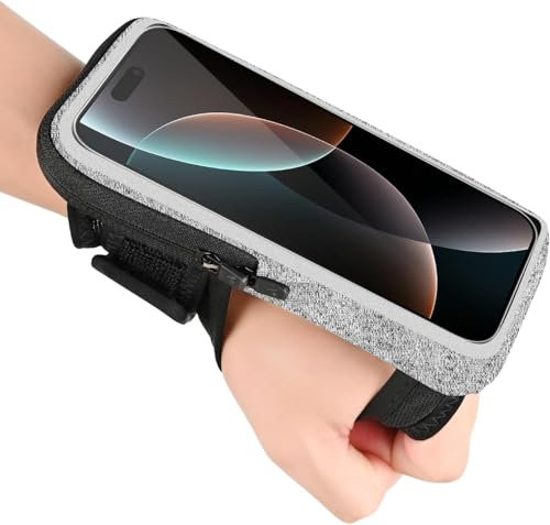 Support de téléphone pour Bracelet de Course, brassards d'avant-Bras, Brassard de Course avec Emplacement pour Carte pour iPhone Pro Max Plus (16/15/14), pour Galaxy S24/S10 jusqu'à 7,0 (Gris)