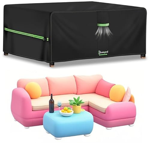 Lorugred Outdoor Garden Furniture Covers With Air Vent,Waterproof Patio Rattan Sofa Table and Chair Set Cover - 420D Oxford Fabric,Windproof - Cube/Square 200 x 200 x 90cm