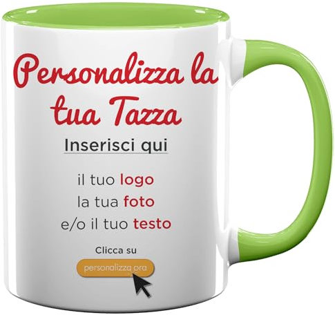 AL PRODUCTION Tazza Mug Personalizzata con Foto, Testo, Logo, Immagine - Ideale per la tua colazione (Verde Chiaro)