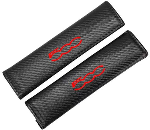 KLHYWEN 2 Pièces Rembourrage de Ceinture de Sécurité pour FI-at 500, Protege Ceinture Voiture Amovible Confortable Antidérapant, Coussinets Ceinture,Red