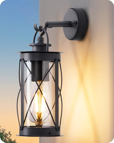 EDISHINE Retro Außenwandleuchte, E27, IP44 wasserdicht, Anthrazit | Wandbeleuchtung mit Aluminiumrahmen, ohne Leuchtmittel, ideal für Café, Bar, Terrasse und Hof