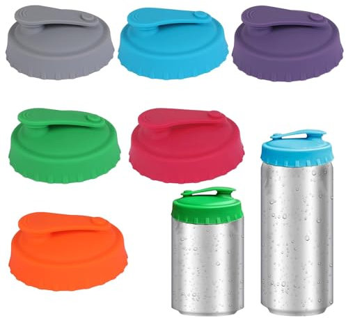 6 Pcs Can Lids for Fizzy Drinks,Silicone Reusable Spill-Proof Soda Can Covers Lids,Universal Fit for Coke,Beer,Energy Drink Cans Cover & Juice,Anti-Dust&Leakproof Can Toppers(Standard Size)