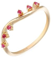 Damenringe, Ring Damen Zart Einfaches Wellenmuster Rubin 14K Roségold Größe 53 (16.9)