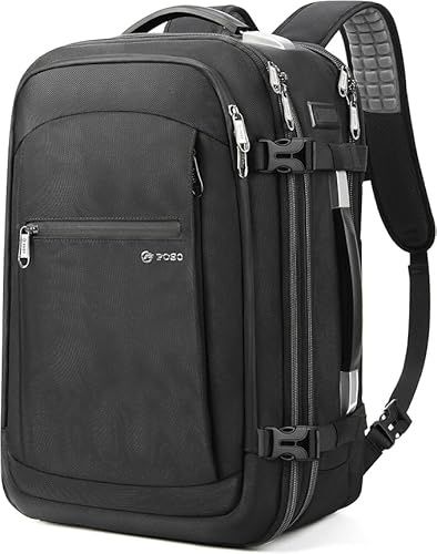 LOKASS Vakuum rucksack, 60L Erweiterbarer Handgepäckrucksack, Reiserucksack Handgepäck Flugzeug, 17 Zoll Laptoprucksack, Großer Herren Damen Rucksack (Grau1)