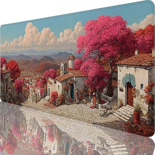 Gaming Mouse Pad Pink, Large Mouse Mat 1500x800x3 mm with Stitched Edges Desk Mat Landscape, Extended XXL Mousepad with Non Slip Rubber Base, Office Accessories for Desk Keyboard Decor, Gifts l-96