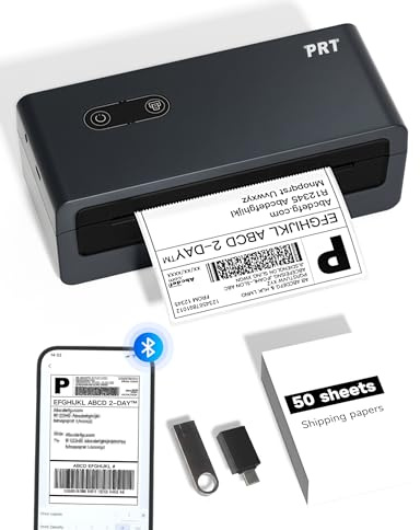 PRT Bluetooth Label Printer, N43BT DHL Thermal Printer, 4x6 Shipping Labels, Label Printer for iOS, Android, Windows and Mac, for DHL, FedEx, USPS, Shopify (Black)