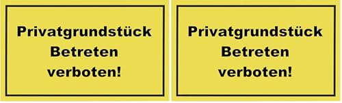 Metafranc Hinweisschild Privatgrundstück Betreten verboten! - 300 x 200 mm/Beschilderung/Verbotsschild/Zutrittsverbot/Privatgrundstück/Grundstückkennzeichnung/Gewerbekennzeichnung / 500290