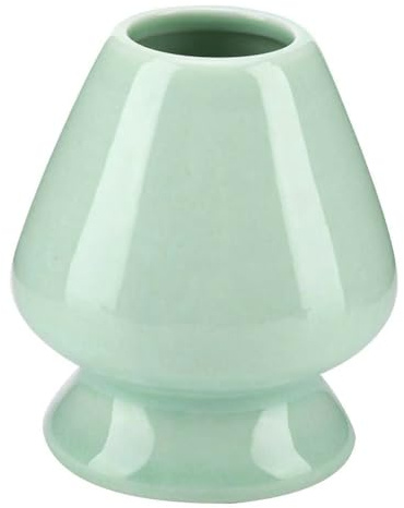 FooYee Matcha Bowl, Matcha Broom Holder, Ceramic, Whisk Stand Holder, Chasen Rest, Tea Whisk Bowl, Handmade Japanese Green Tea Cup for Matcha Lovers, Beginners and Enthusiasts(Green)