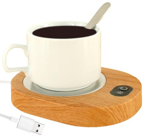 Chauffe-Tasse pour café – Chauffage électrique à température constante de 55 à 65 °C | Chauffe-Boisson en Grain de Bois Rechargeable par USB pour la Maison, Le Bureau, Le Cacao, Le Lait, Le thé