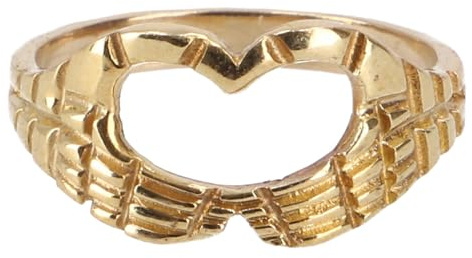 GURU SHOP Messing Modeschmuck Ring mit Herz Motiv, Unisex, rustikal | Strukturierte Oberfläche, markantes Design, detailreiche Verarbeitung, hochwertiger Modeschmuck.