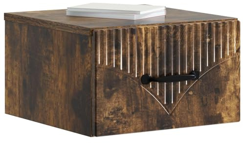 vidaXL Wandmontierter Nachttisch Geräucherte Eiche 34,5 x 33 x 20 cm, Schlafzimmermöbel, rechteckiger Nachttisch, praktischer Stauraum, platzsparender Tisch, idealer Organizer