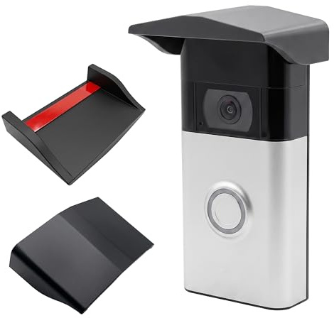 Decoralin Stick-On Rain Cover & Sun Visor Hat for Ring Video Doorbell (Gen 1, 2, 3, 3 Plus & 4), Weather Shield Roof, Easy Peel & Stick Install, No Drilling Required, Designed in Europe - Black