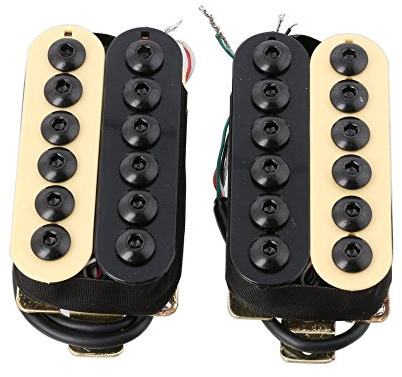 LYWS Tonabnehmer für E-Gitarre, Humbucker, Hals und Steg, Keramik, Invader-Stil, Elfenbeinfarben + Schwarz