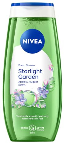 NIVEA Gel Doccia Starlight Garden Limited Edition 250 ml, Bagnoschiuma detergente corpo al profumo di Mela e Mughetto, Docciaschiuma con Vitamine C & E, Rinfresca e idrata, Tutti i tipi di pelle