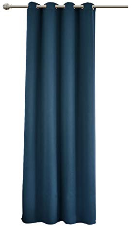WOLTU® Rideau Occultant, en Polyester, Rideau Opaque, Suspension à Œillets, 1 Pièce, 135x225cm, Bleu Foncé