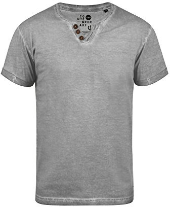 !Solid SDTino Herren T-Shirt Kurzarm Shirt mit V-Ausschnitt 100% Baumwolle Regular fit, Größe:XL, Farbe:Mid Grey (2842)