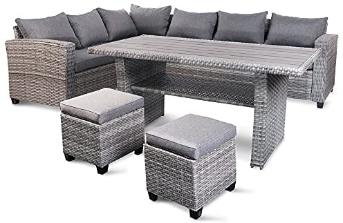 Sitzgruppe Set Lounge Polyrattan Terrassenset grau Gartenmöbel 5tlg Garnitur