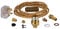 ElekTek UK B22 Lamp Refurbishment Fixing Kit, Solid Brass Unswitched Lamp Holder, Inline Rocker Switch, Extensive Fittings Pack, 13A Plug (3A Fuse) Gold Twisted Braided Fabric 3-Core Lighting Flex