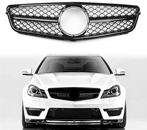 Bruce & Shark Auto Kühlergrill Amg Black Front Stoßstange Kühlergrill Grill Passend für C-Class Benz W204 C300 C350 2008-2014