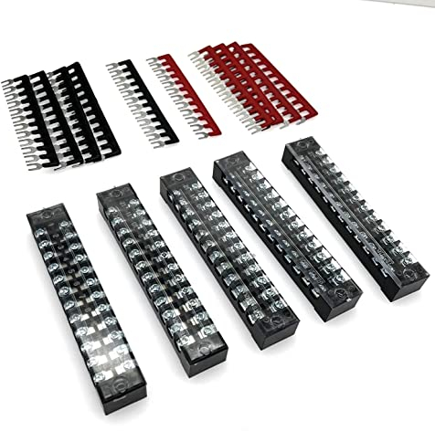 JZK 5 x 600V 15A morsettiera barriera a vite a 12 posizioni a doppia fila e morsettiera barriera preisolata 400V 15A 12 posizioni rosso nero, distribuzione di energia per modellismo ferroviario