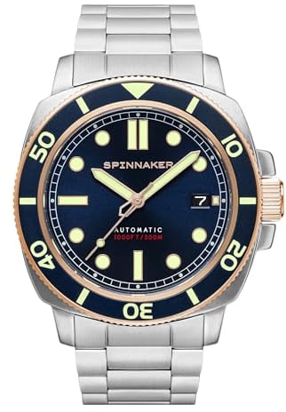 Spinnaker Herren 42mm Hull Diver Automatik Patriot Blue 3-Zeiger-Uhr mit Edelstahlarmband SP-5088-55
