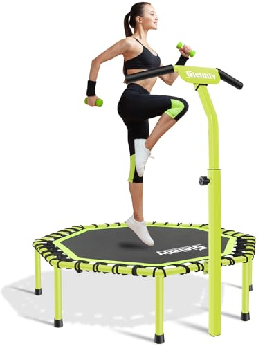 Gielmiy Fitness-Trampoline，leise Gummiseilfederung ，mit höhenverstellbarem Haltegriff, Indoor/Outdoor Jumping Trampolin Bungee Fitnesstrainer,bis 150kg
