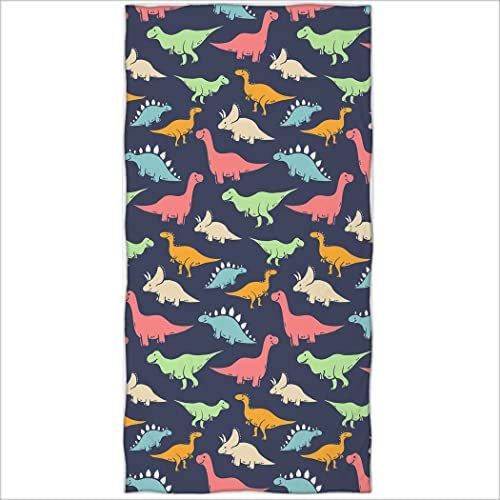 Zomer Strandtuch 70x140cm,Bedrucktes Mikrofaser Badetuch-Dinosaurier Bunt
