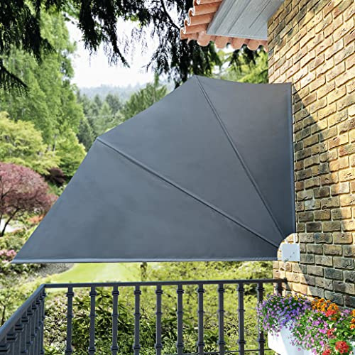 (Schneller Versand) Balkonsichtschutz für, Gärten, Außenbereiche, Innenhöfe und Terrassen als Sichtschutz Faltbarer Balkonfächer Grau 160x240 cm