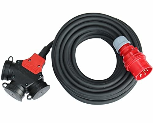 ETF CEE Adapterkabel Stromverteiler 10 Meter 5x2,5mm² 16A/400V - 3x230V Verteiler