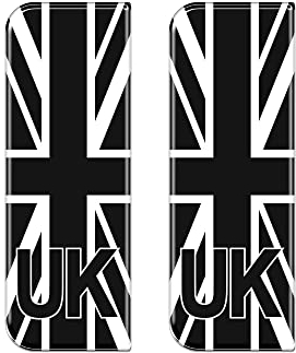 Domed Black & White Union Jack UK Vehicle Number Plate Stickers