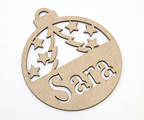 Weihnachtskugeln aus Holz, personalisiert mit Namen, Weihnachtsschmuck, Christbaumschmuck (Modell 4)