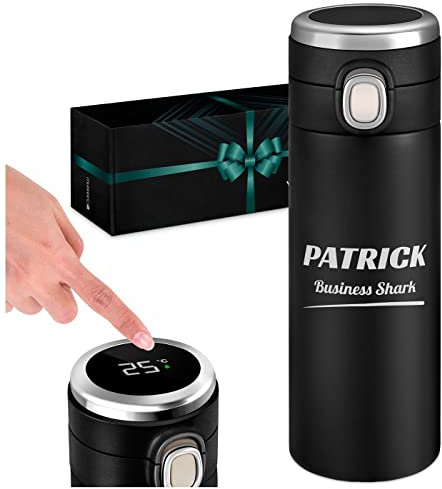 Maverton Thermal Mug for Man - Customisable 400ml Travel Tumbler for him - Coffee On The Go - Mens Gadgets - Coffee Mug for Birthday - Personalised Tumbler for boy - Shark