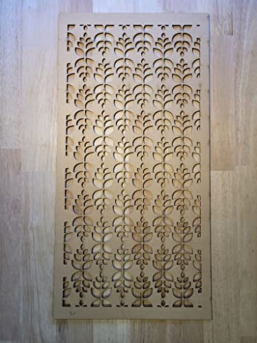Floral Leaf Screen Radiator Cabinet wall Decorative Screening-grille- Perforated MDF panel (1200x600mm) 0020 (6mm thick MDF Primed White)