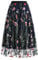 Damen T?llrock Langes Blumen Stickerei Rock Elegant Elastischer A-Linie Lagenrock Plissee T?ll Langes Kleid Blumenmuster Midir?cke Hohe Taille L?ssige M?dchen Rock Vintage 50er Meshrock Dunkelblau XXL