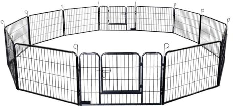 Home Deluxe - Welpenauslauf BARKI - 80 x 60 cm, 12-Teilig, Farbe: Schwarz, inkl. Türverriegelung, abgerundete Ecken und Kanten I Welpenspielplatz Welpenfreilauf
