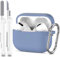 R-fun Custodia protettiva per AirPods Pro Generation con set di pulizia, protezione completa in silicone per custodia di ricarica Apple AirPods Pro 2019[LED anteriore visibile],Blu grigio