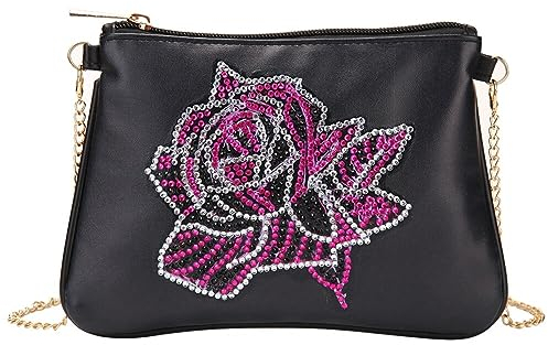 ISAKEN 5D Diamond Painting Handtasche DIY Diamond Art Painting Cross-Body Tasche mit Kette, Diamant Malerei Umhängetasche PU-Leder Handtasche Geschenk für Mädchen Frauen
