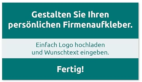 Firmen-Aufkleber mit Logo & Wunschtext selbst gestalten, 128 Stück, PVC-Folie, selbstklebend, wetterfest - Logo-Etiketten mit Firmeneindruck (Rechteckig Querformat 4 x 7 cm)
