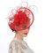 Sinamay Fascinator mit Blumenfedern, Kopfbedeckung, Hochzeit, Kopfbedeckung, Damen, Rennen, königliche Ascot-Pillbox, Hochzeit, Cocktail, Teeparty, Derby-Hut für Damen (SG, Rot