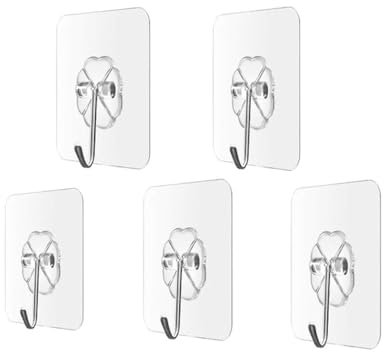 NevStp Wandhaken Kleiderbügel Tür Wandmontierte Kleiderhaken mit Schrauben Saugnapf Schwerlastregal für Küche Badezimmerzubehör, 5 Stück Haken